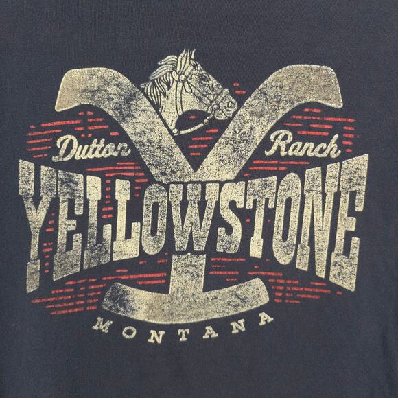 Yellowstone Womens Dutton Ranch Graphic Tee Logo Short Sleeve Dark Gray Small - Picture 4 of 8